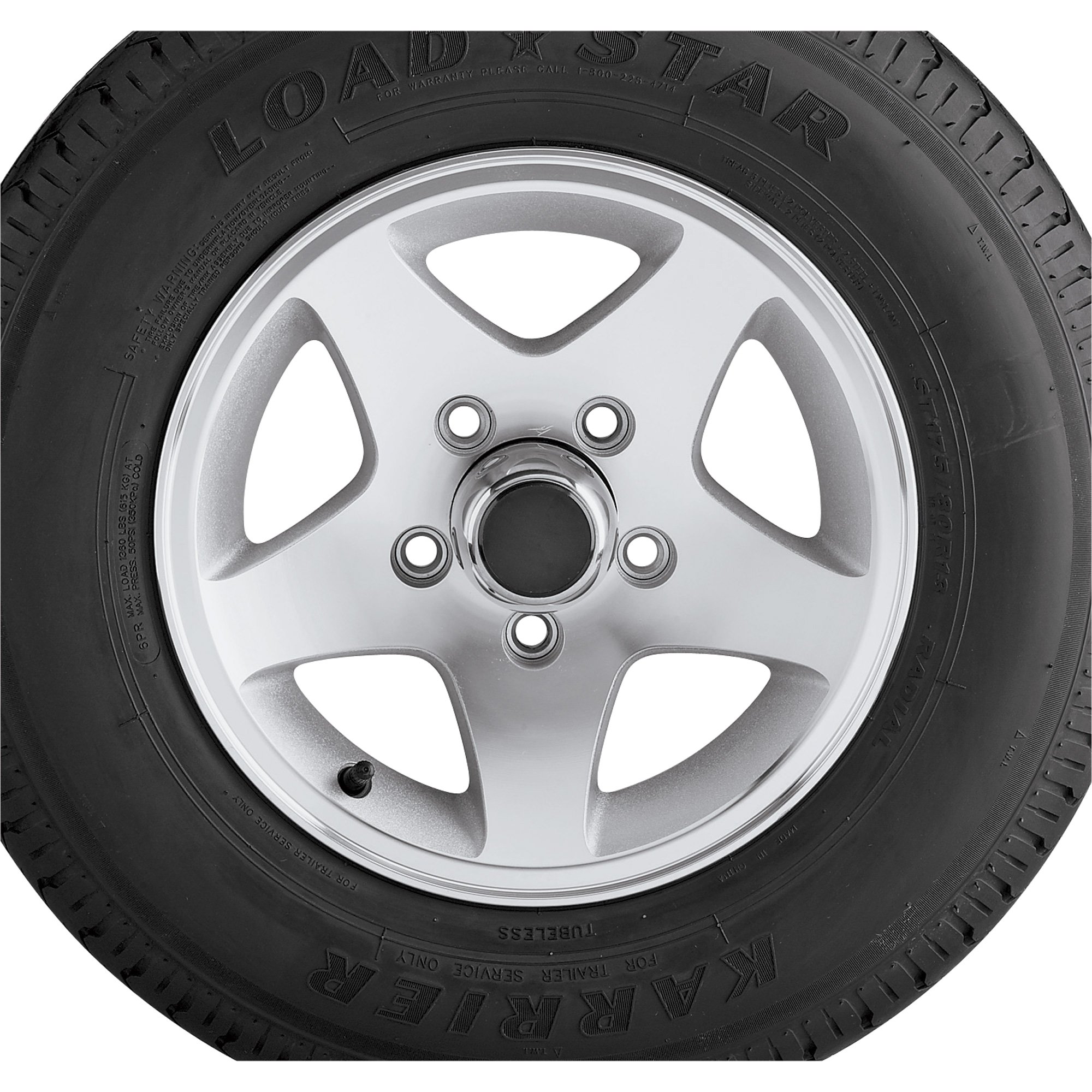 Aluminum Star Mag Trailer Tires and Assembly — 13in. Bias Ply, Model# DM175D3C-5SM